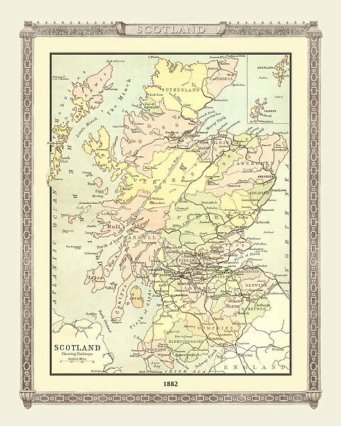 Old Map of Scotland from the Philips Handy Atlas of 1882