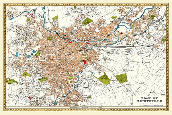 Old Map of Sheffield 1893 from the Comprehensive Gazetteer Atlas of England and Wales