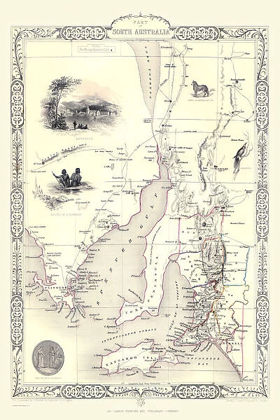 Old Map of Part of South Australia 1851 by John Tallis