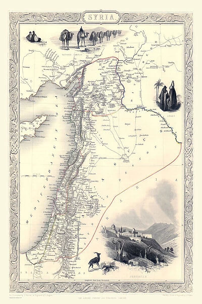 Old Map of Syria 1851 by John Tallis