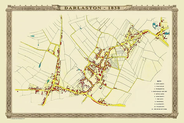 Old Map of the Town of Darlaston in the West Midlands 1838