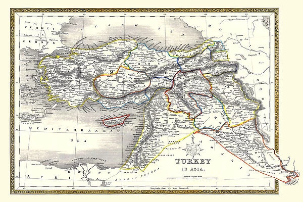 Old Map of Turkey in Asia 1852 by Henry George Collins