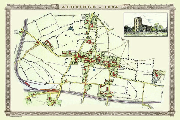 Old Map of the Village of Aldridge in Staffordshire1884