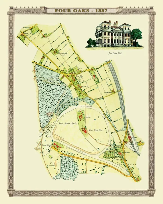 Framed Print : Old Map of the Village of Foar Oaks near Sutton Coldfield 1884 Framed Print : Old Map of the Village of Foar Oaks near Sutton Coldfield 1884
