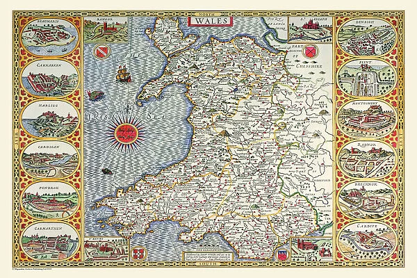 Old Map of Wales 1611 by John Speed