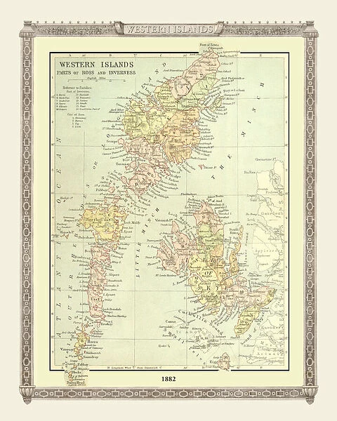 Old Map of the Western Isles from the Philips Handy Atlas of 1882