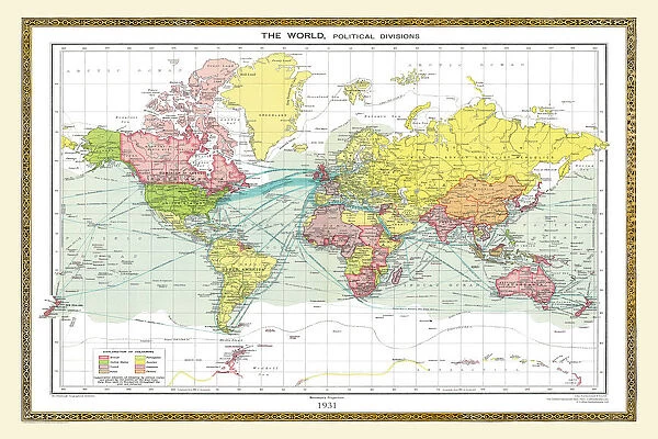 Old Map of the World 1931