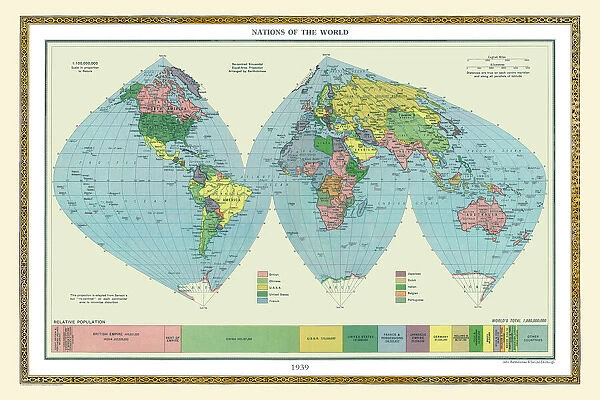 Old Map of the World 1939