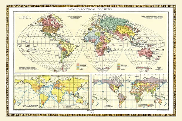 Old Map of the World 1942