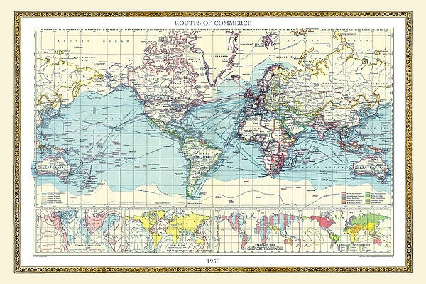 Old Map of the World 1950