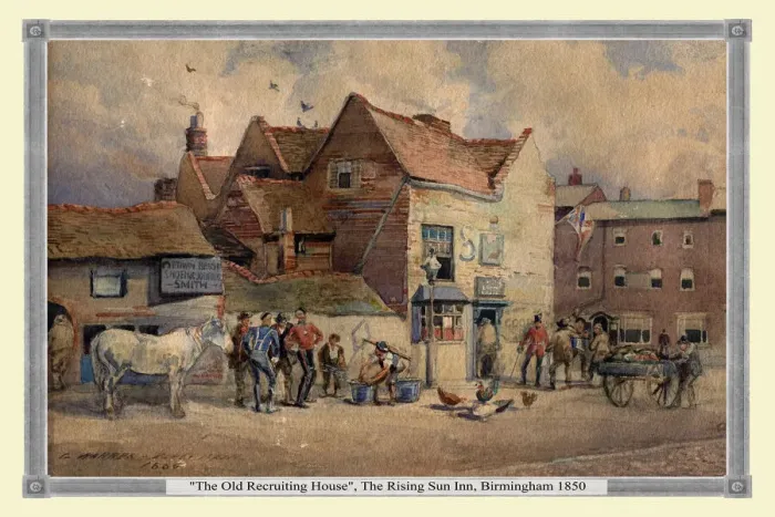 Framed Print : The Old Recruiting House, The Rising Sun Inn, Birmingham 1850