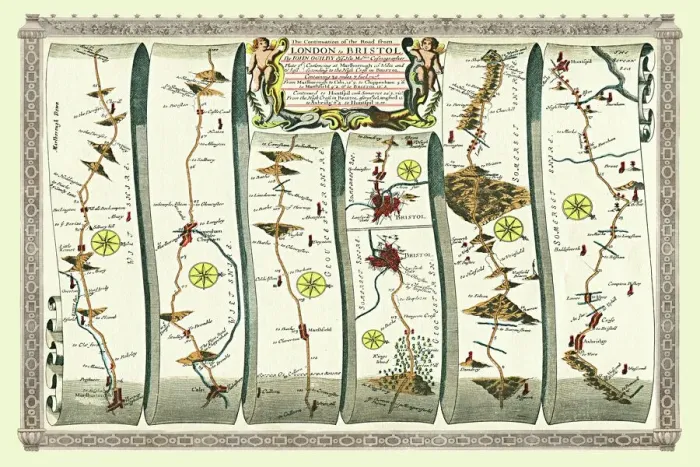 Framed Print : Old Road Strip Map (PLATE 11) The Continuation of the Road from London to the City of Bristol Framed Print : Old Road Strip Map (PLATE 11) The Continuation of the Road from London to the City of Bristol