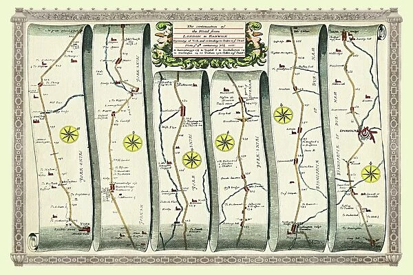 Old Road Strip Map (PLATE 8) The Continuation of the Road from London to Barwick