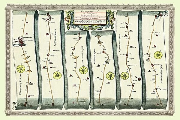 Old Road Strip Map (PLATE 9) The Continuation of the Road from London to Barwick