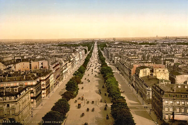View of the Avenue Des Champs - Elysees, Paris c1890