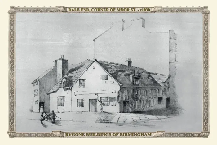 Framed Print : View of Dale End Birmingham, corner of Moor Street c1830 Framed Print : View of Dale End Birmingham, corner of Moor Street c1830