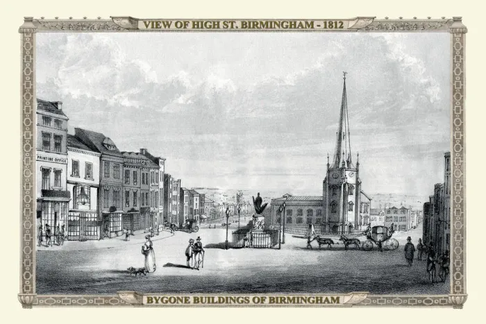 Framed Print : View on High Street Birmingham and St Martins Church 1812 Framed Print : View on High Street Birmingham and St Martins Church 1812