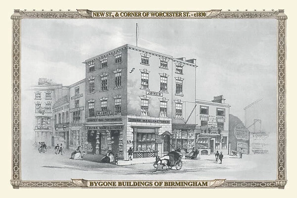 View of New Street, corner of Worcester Street, Birmingham c1830