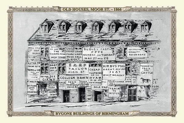 View of Old Houses in Moor Street , Birmingham 1866