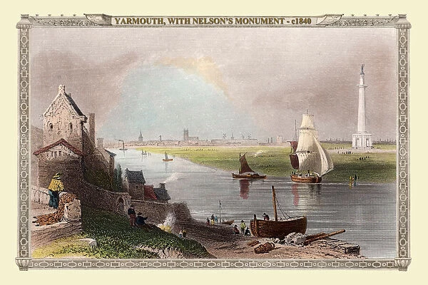 View of Yarmouth, with Nelson's Monument 1840