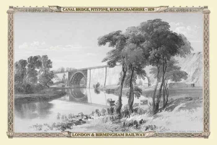 Framed Print : Views on the London to Birmingham Railway - Canal Bridge at Pitstone 1839 Framed Print : Views on the London to Birmingham Railway - Canal Bridge at Pitstone 1839