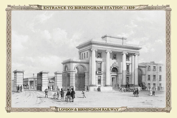 Views on the London to Birmingham Railway - Entrance to Birmingham Station 1839
