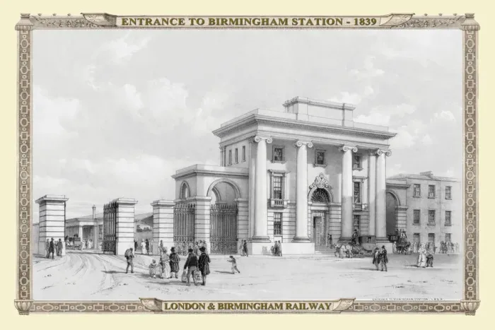 Framed Print : Views on the London to Birmingham Railway - Entrance to Birmingham Station 1839 Framed Print : Views on the London to Birmingham Railway - Entrance to Birmingham Station 1839