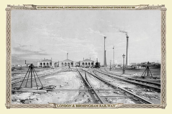 Views on the London to Birmingham Railway - Locomotive Engine Houses and Chimneys 1838