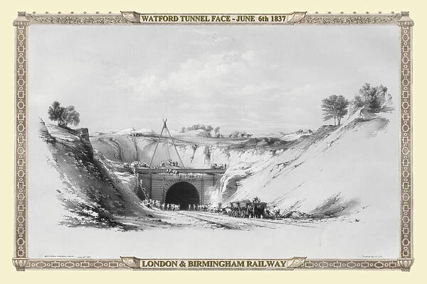 Views on the London to Birmingham Railway - Watford Tunnel Face 1837