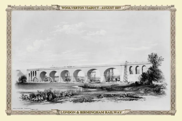 Framed Print : Views on the London to Birmingham Railway - Woolverton Viaduct 1837