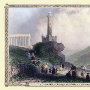 The Calton Hill, Edinburgh, with Nelsons Monument, 1838