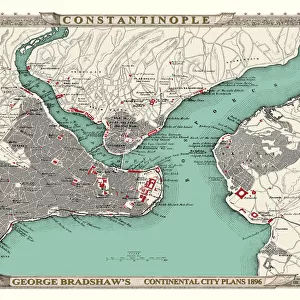 George Bradshaws Plan of Constantinople, Turkey 1896