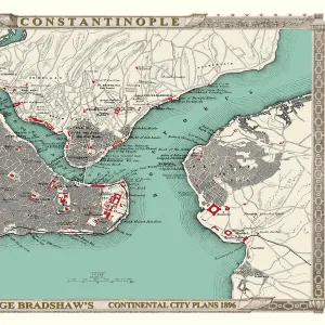 George Bradshaws Plan of Constantinople, Turkey 1896