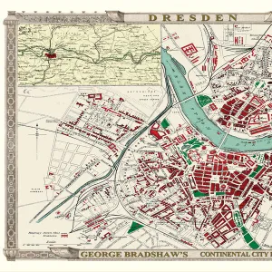 George Bradshaws Plan of Dresden, Germany 1896