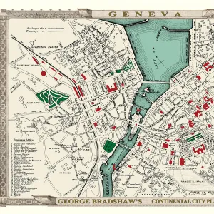 George Bradshaws Plan of Geneva, Switzerland 1896