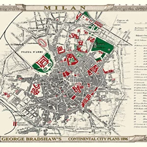 George Bradshaws Plan of Milan, Italy1896
