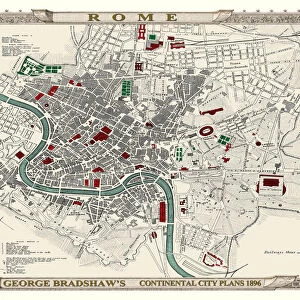 George Bradshaws Plan of Rome, Italy 1896