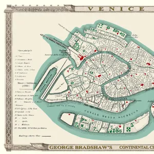 George Bradshaws Plan of Venice, Italy 1896