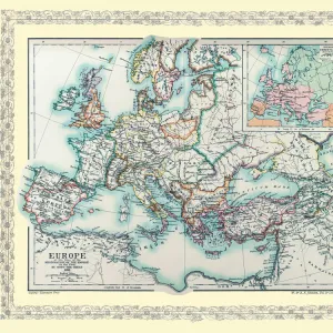 Map of Europe showing how it appeared at the time of the Restoration of the Empire in the Wwest by Otto The Great AD 962