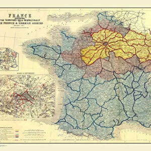 Map of France Showing the Territories held respectively by the French and German Armies January 1871