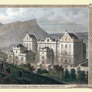 The New Bridewell, Salisbury Craigs, and Arthurs Seat from Calton Hill 1831