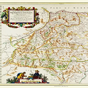 Old County Map of Aberdeen and Banff 1654 by Johan Blaeu from the Atlas Novus