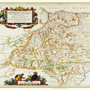 Old County Map of Aberdeen and Banff 1654 by Johan Blaeu from the Atlas Novus