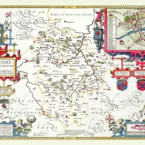 Old County Map of Bedfordshire 1611 by John Speed