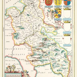 Old County Map of Buckinghamshire 1648 by Johan Blaeu from the Atlas Novus