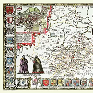 Old County Map of Cambridgeshire 1611 by John Speed