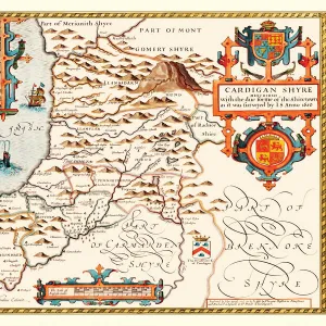 Old County Map of Cardiganshire 1611 by John Speed