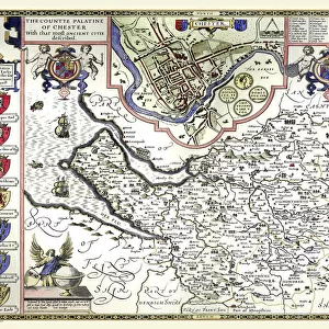 Old County Map of Cheshire 1611 by John Speed
