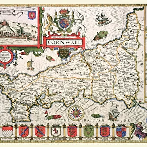 Old County Map of Cornwall 1611 by John Speed