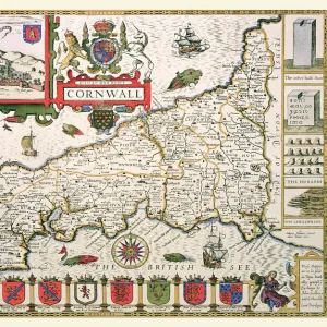 Old County Map of Cornwall 1611 by John Speed